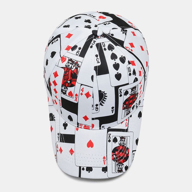 Unisex Cotton Overlay Poker Chain Letter Graffiti Print Hip-hop Fashion Baseball Cap