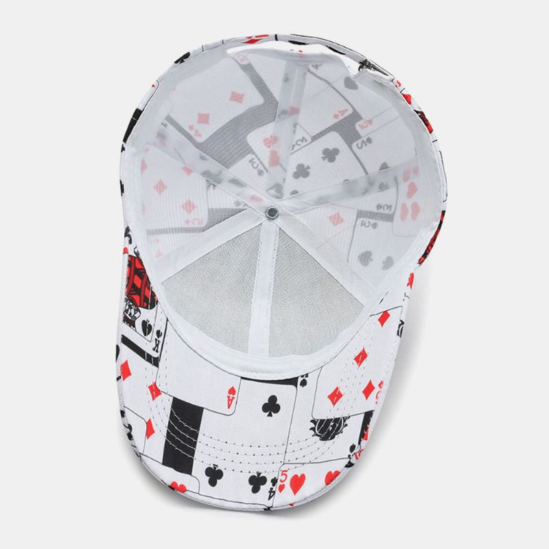 Unisex Cotton Overlay Poker Chain Letter Graffiti Print Hip-hop Fashion Baseball Cap