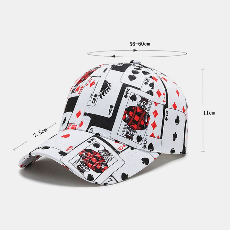 Unisex Cotton Overlay Poker Chain Letter Graffiti Print Hip-hop Fashion Baseball Cap