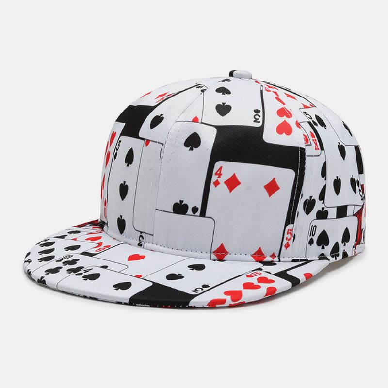 Unisex Cotton Overlay Poker Chain Letter Graffiti Print Hip-hop Fashion Baseball Cap