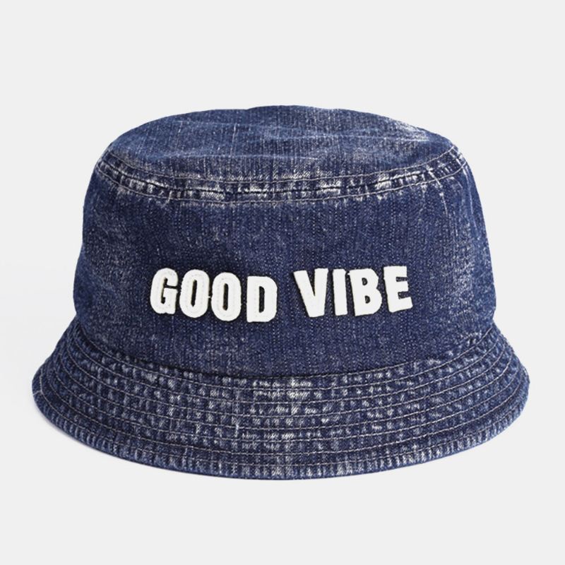 Unisex Denim Made-vanhat Kirjekuviointi Muoti Ulkoilu Aurinkovarjo Bucket Hat