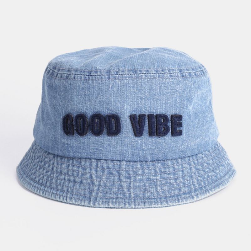 Unisex Denim Made-vanhat Kirjekuviointi Muoti Ulkoilu Aurinkovarjo Bucket Hat