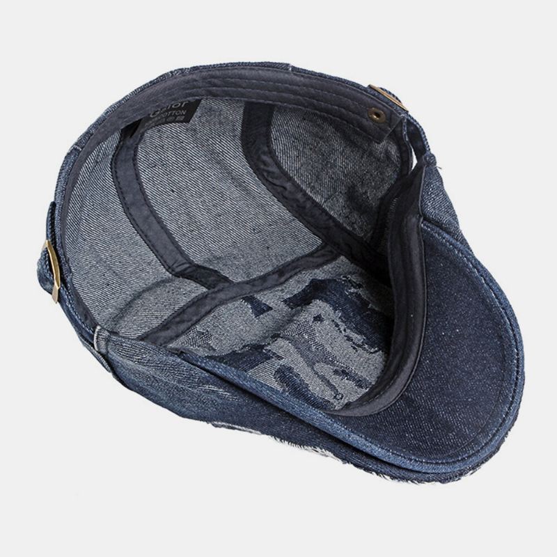 Unisex Denim Pesty Make-old Hole Hengittävä Rento Aurinkosuoja Eteenpäin Cap Baret Cap Litteä Hattu