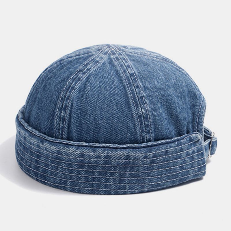 Unisex Denim Yksivärinen Retro Fashion Trend Brimless Beanie Landlord Cap Skull Cap