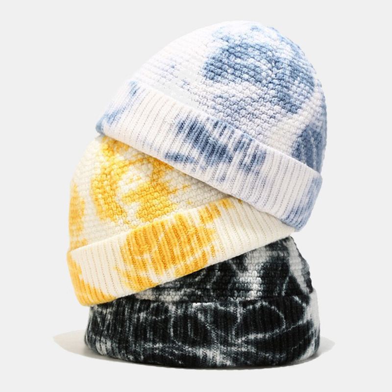 Unisex Epäsäännöllinen Solmiovärjäyskuvio Neulottu Lippalakki Street Hip Hop Säädettävä Hengittävä Lämmin Aurinkovarjo Landlord Cap Pipo Skull Cap