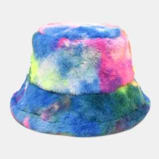 Unisex Faux Kanin Turkki Värikäs Gradientti Tie-dye Kauhahattu Talvi Paksuen Lämpö Tuulenpitävä Muoti Auringonsuojahattu