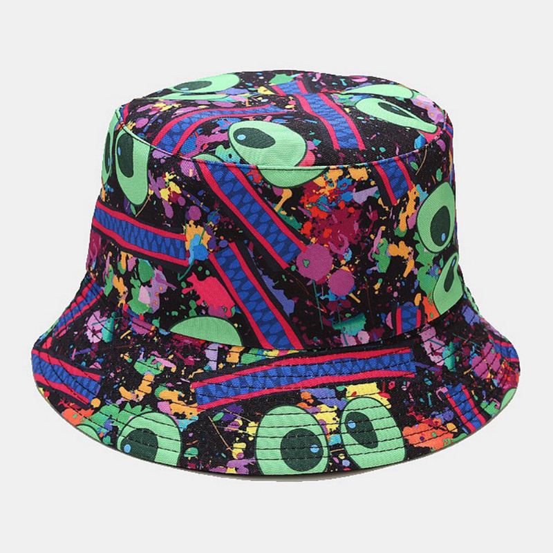 Unisex Kaksipuolinen Värikäs Graffiti Hip-hop Muoti Aurinkovarjo Bucket Hattu