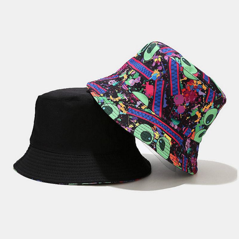 Unisex Kaksipuolinen Värikäs Graffiti Hip-hop Muoti Aurinkovarjo Bucket Hattu