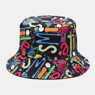 Unisex Kaksipuolinen Värikäs Graffiti Hip-hop Muoti Aurinkovarjo Bucket Hattu