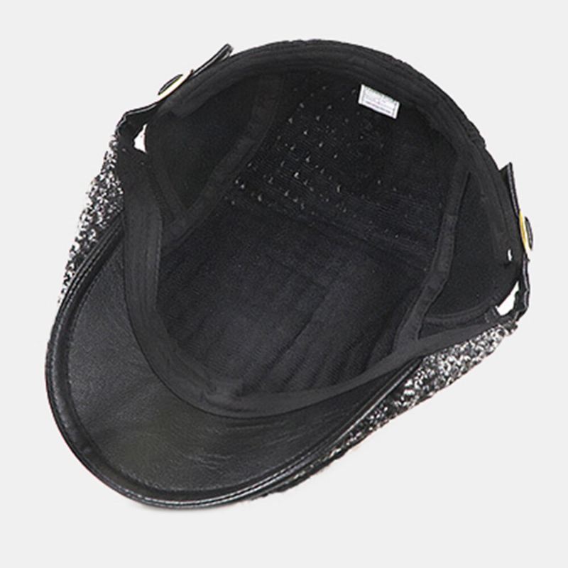 Unisex-kontrastivärit Isolierinen Litteä Hattu Brittiläinen Rento Syksy Talvi Lämmin Auringonvarjo Beretti Cap Newsboy Hat Cabbie Hat