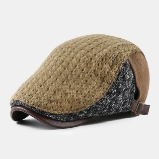 Unisex-kontrastivärit Isolierinen Litteä Hattu Brittiläinen Rento Syksy Talvi Lämmin Auringonvarjo Beretti Cap Newsboy Hat Cabbie Hat