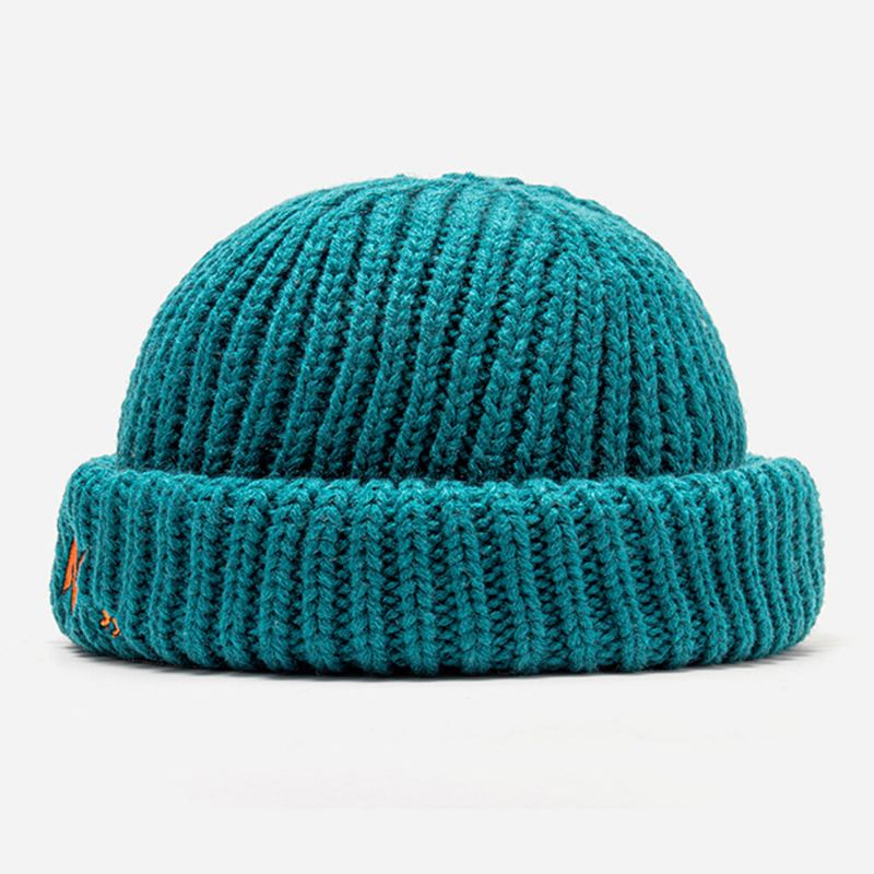 Unisex N-kirjainkuvioiset Neulotut Lippalakit Muoti Rento Säädettävä Elastinen Lippis Pääkallo Lippalakki Brimless Beanie Landlord Cap