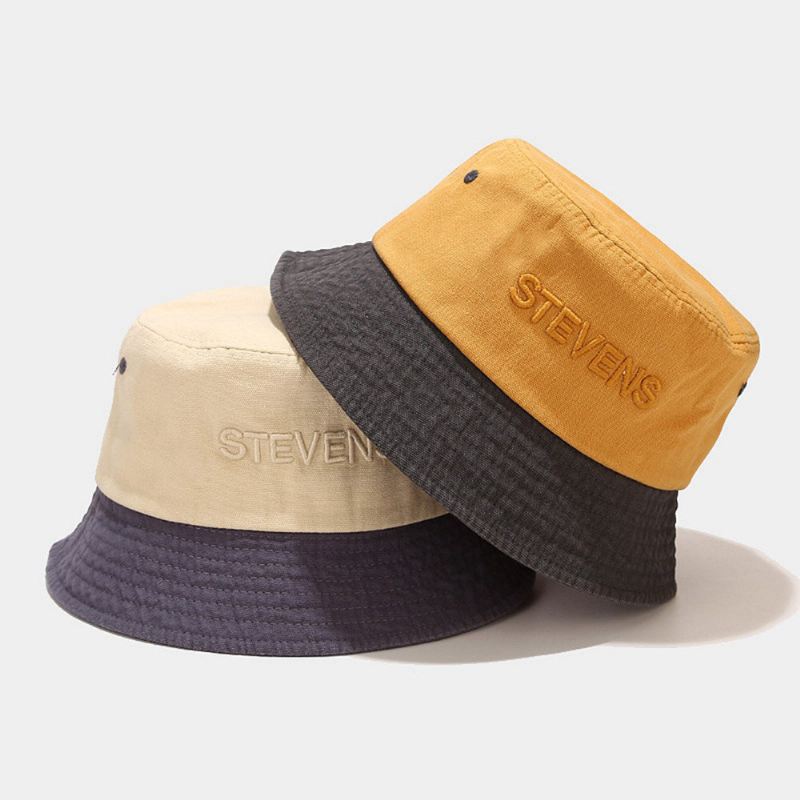 Unisex Patchwork Väri-block Aurinkohattu Puuvillakirjonta Kesä Rento Aurinkovarjo Bucket Hat