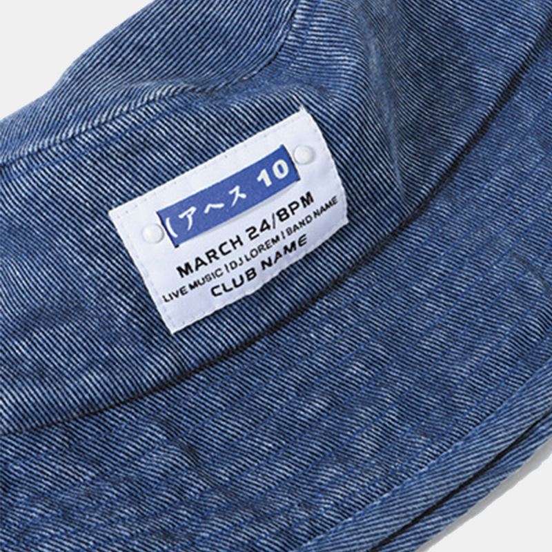 Unisex Pesty Denim Letter Patch Patch All Match Aurinkovoide Bucket Hat