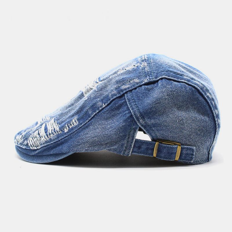 Unisex Pesty Denim Reunusaukko Make-vanha Retro Aurinkovarjo Eteenpäin Lippalakki Baretti Lippikset Litteä Hattu