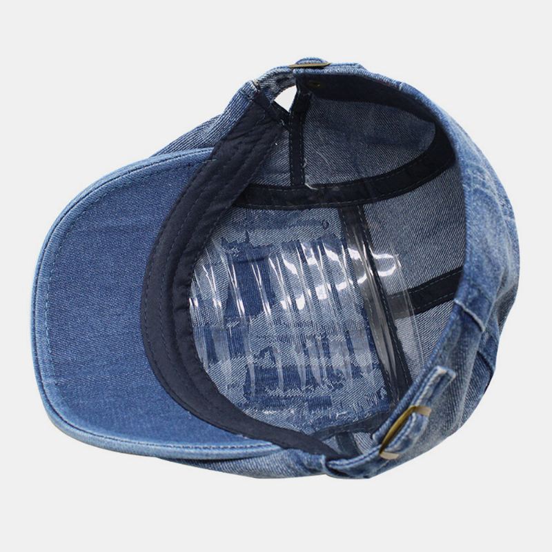 Unisex Pesty Denim Reunusaukko Make-vanha Retro Aurinkovarjo Eteenpäin Lippalakki Baretti Lippikset Litteä Hattu