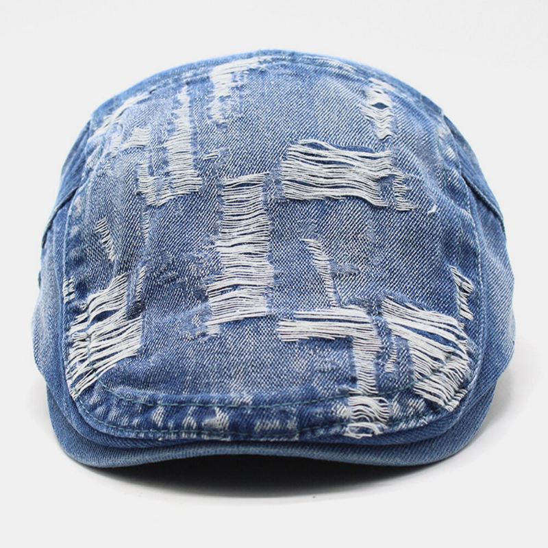 Unisex Pesty Denim Reunusaukko Make-vanha Retro Aurinkovarjo Eteenpäin Lippalakki Baretti Lippikset Litteä Hattu