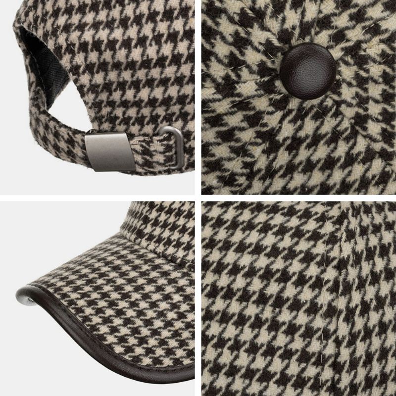 Unisex-polyesteri Houndstooth-kuvioinen Baseball-lippis Brittiläinen Retro Kesän Aurinkovarjo Säädettävä Hattu