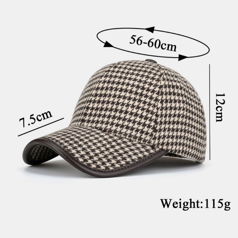 Unisex-polyesteri Houndstooth-kuvioinen Baseball-lippis Brittiläinen Retro Kesän Aurinkovarjo Säädettävä Hattu