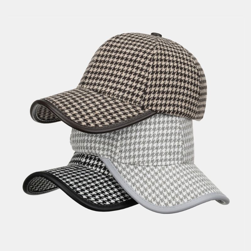 Unisex-polyesteri Houndstooth-kuvioinen Baseball-lippis Brittiläinen Retro Kesän Aurinkovarjo Säädettävä Hattu