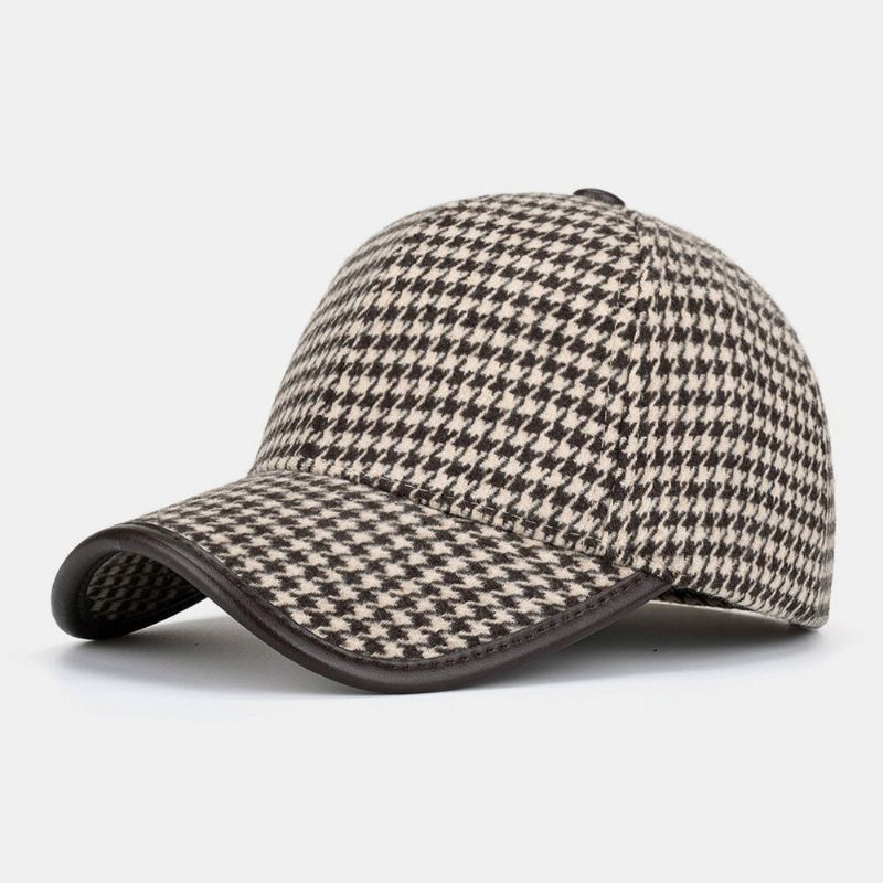 Unisex-polyesteri Houndstooth-kuvioinen Baseball-lippis Brittiläinen Retro Kesän Aurinkovarjo Säädettävä Hattu