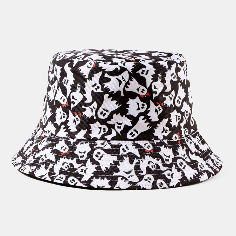 Unisex Pumpkin Ghost Skull Pattern Halloween Bucket Hat Rento Hauska Taitettava Auringonvarjohattu