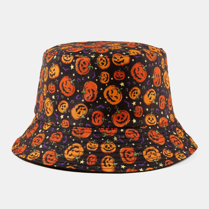 Unisex Pumpkin Ghost Skull Pattern Halloween Bucket Hat Rento Hauska Taitettava Auringonvarjohattu