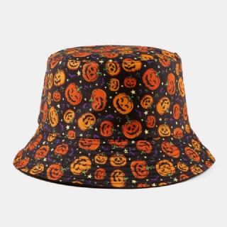 Unisex Pumpkin Ghost Skull Pattern Halloween Bucket Hat Rento Hauska Taitettava Auringonvarjohattu