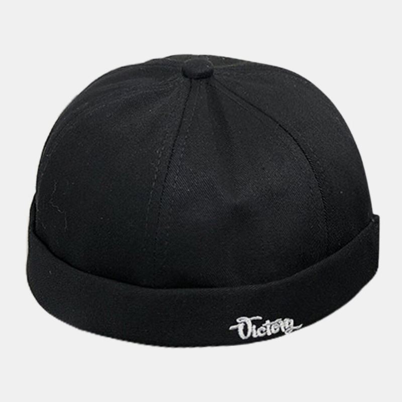 Unisex-puuvilla Yksivärinen Kirjainkirjonta Street Hip-hop Brimless Beanie Landlord Cap Skull Cap