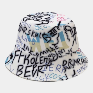 Unisex-puuvillakirjaimet Graffiti-kuviopainatus Muoti Aurinkovoide Bucket Hat