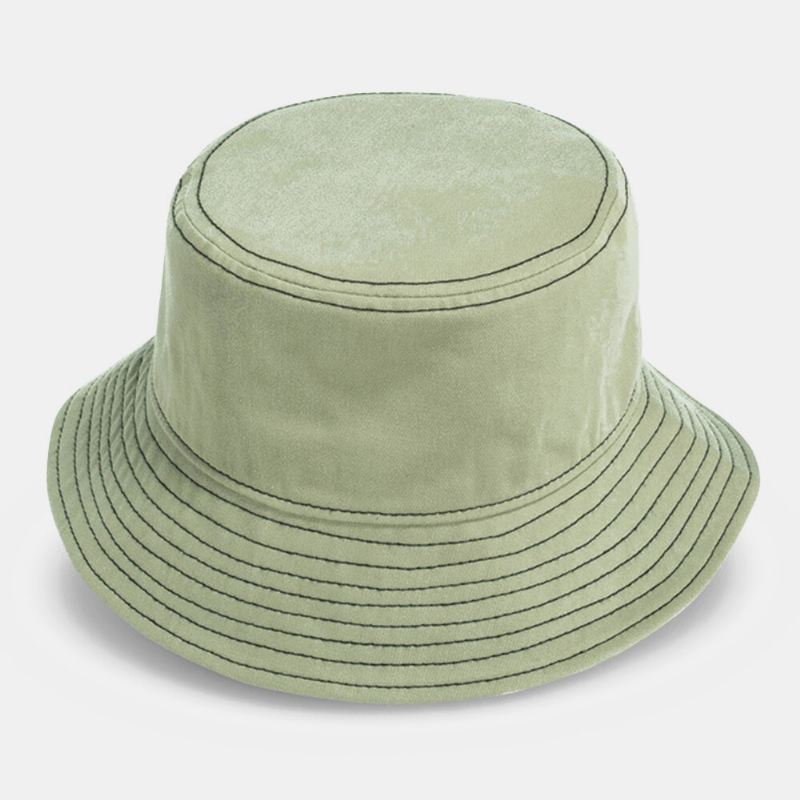 Unisex-puuvillanappikoriste Sivuhalko Persoonallisuus Auringonsuoja Bucket Hat