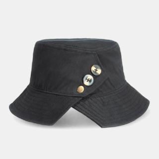 Unisex-puuvillanappikoriste Sivuhalko Persoonallisuus Auringonsuoja Bucket Hat