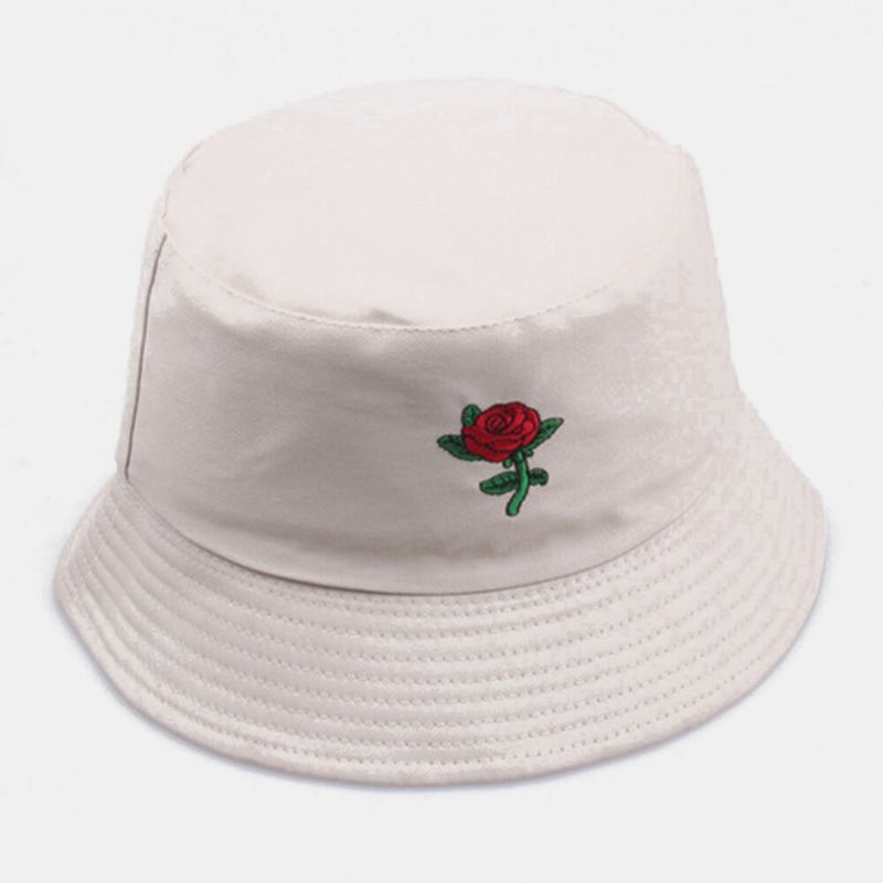 Unisex Sarjakuva Ruusukirjonta Twill Cap Outdoor Aurinkovoide Aurinkovarjo Bucket Hat