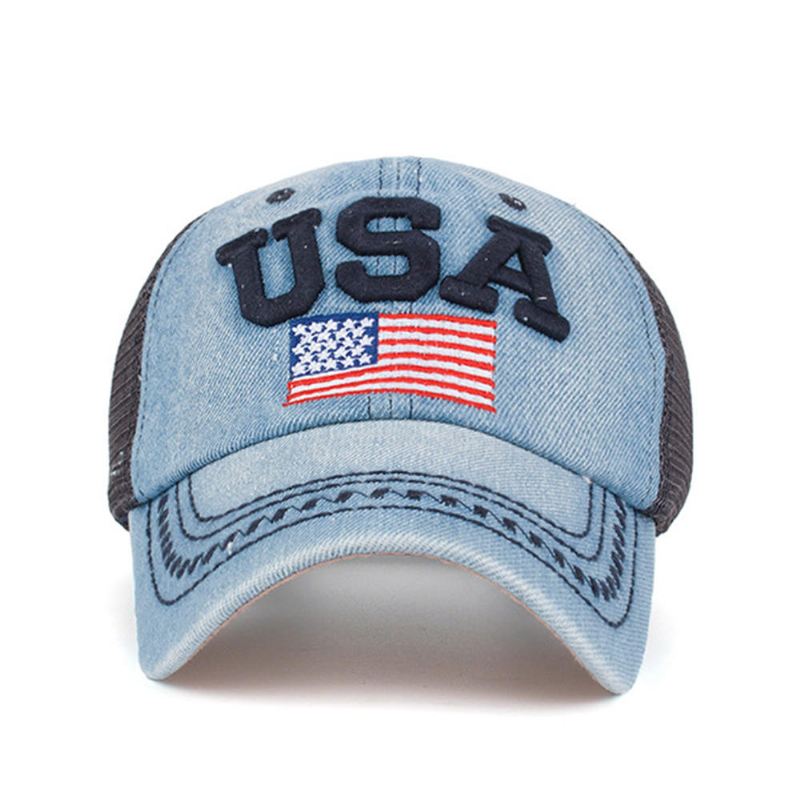 Unisex Vintage Isänmaallinen Baseballlippis Tyylikäs Ahdistunut American Flag-hattu