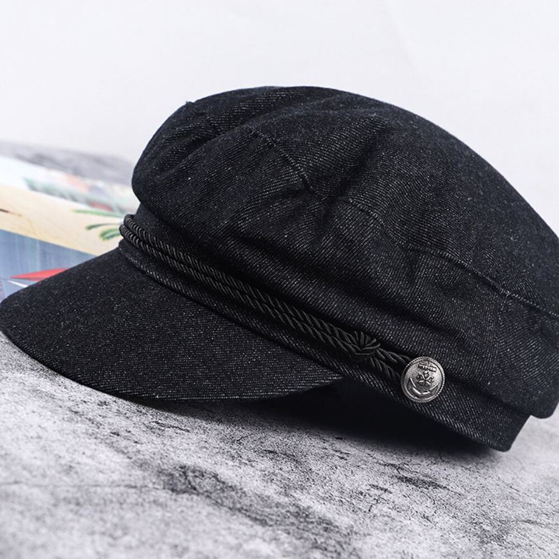 Vintage Cotton Cowboy Newsboy Hat Kahdeksankulmainen Hattu Villi Maalari Hattu Tasaiset Hatut