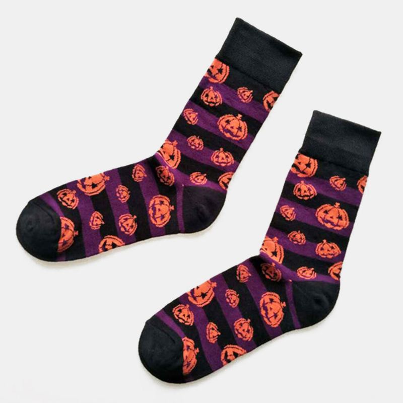 Halloween Couple Socks Cotton Pumpkin Tube Sukat