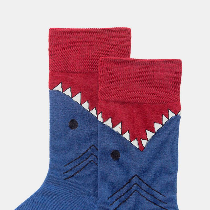 Shark Series Cotton Couple Mallit Trendikäs Persoonallisuus Socks Street